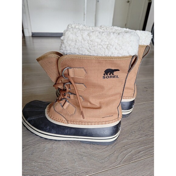 Sorel Winter Carnival Boots Womens 9 Brown Black Ripstop Lace Up Logo NL3483-224 - Picture 5 of 10